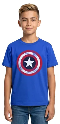 Produktbild von Spreadshirt Avengers Captain America Emblem Teenager T-Shirt, 152/164 (12-14 Jahre), Royalblau