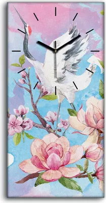 Produktbild von Leinwand Wanduhr Wandkunst Uhr 30x60 Gemälde Blumen Zweige Tier Vogel Kunst - schwarze Hände