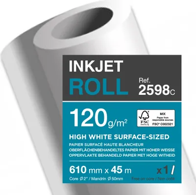 Produktbild von Clairefontaine Plotterrolle 2598C 120g 610mmx45m