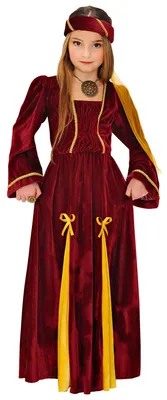 Kinderkostüm Mittelalterliche Prinzessin, Kleid + Schleier, Gr. 140