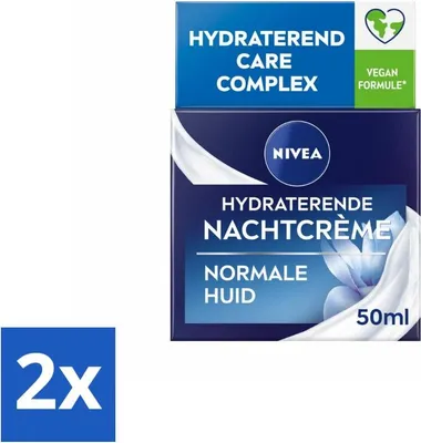 Immagine prodotto di NIVEA - Crema notte - Idratante essenziale - Per pelli da normali a miste - Con estratto di loto, estratto di ninfea, vitamina E e provitamina B5 - 50 ml - Value pack - 2 pezzi