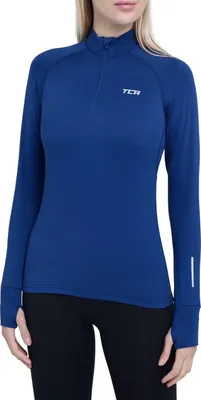 Produktbild von TCA Damen Winter Running Langarm Laufshirt mit Brustreißverschluss - Blau, XS
