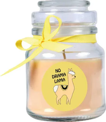 Produktbild von Duftkerze im Bonbonglas "Comic", Duft: Vanille ( Gelb ), 120g - Brenndauer bis zu 30 Stunden