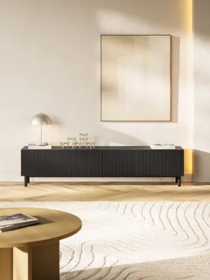 Produktbild von Selsey Veldio New – TV-Lowboard mit Rillenfront, Schwarz, 175 cm