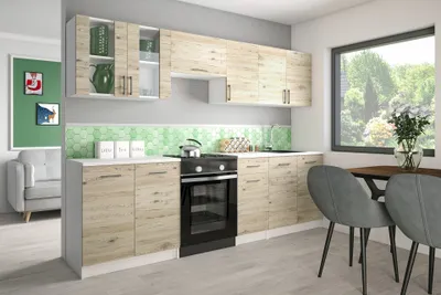Produktbild von Roe Furniture | Küchenzeile - 260 cm - Braun (Bordeaux) - Einbauküche, Küchenblock, Singleküche, Singleküchenblock, Küchen - Tischplatte Weiß