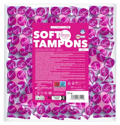 Immagine prodotto di LOOVARA Soft Tampons Mini – 40 Pezzi in Pratico Sacchetto – Ultra Morbidi Senza Cordino di Rimozione per Una Libertà Discreta Durante Sport, Nuoto, Sauna e Intimità – Dimensione Compatta