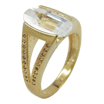 Produktbild von Ring 14x8mm Zirkonia weiß 3 Mikron vergoldet Ringgröße 58 gold 14mm