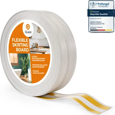 Produktbild von Sockelleiste Selbstklebend 32x23 mm Kunststoff, Knickleiste für Wand Boden, Flexibel Dekorativ UV-beständig, birke, 10 m | QUEST