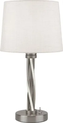 Immagine prodotto di Lampada da tavolo in tessuto metallo E27 Ø 26 cm rotonda 47 cm alta in argento opaco avorio moderno
