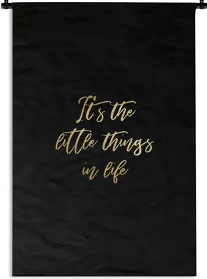 Produktbild von MuchoWow® Wandteppich Wandbehang Zitate - Leben - Schwarz und Gold 120x180 cm Tapisserie Dekoration Wandtuch - Schlafzimmer - Dekorationen für das Haus