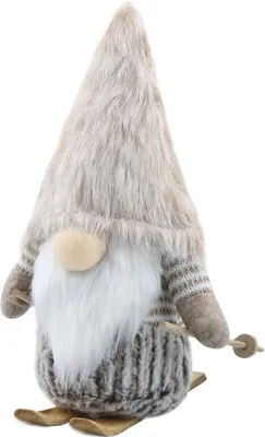 Productafbeelding van Kerstkabouters pluche kerstmis winter ski slede - Decoraties geschenk handgemaakte elf dwerg beeldjes