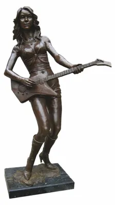 Obrázek produktu pro Casa Padrino XXL dekorativní mosazná plastika kytarista bronz / černá v. 180 cm