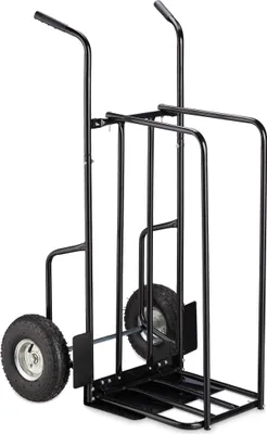 Produktbild von Relaxdays XL Kaminholzwagen Metall, Brennholzkarre mit 2 großen Rädern, bis 200 kg, Transport & Aufbewahrung, schwarz