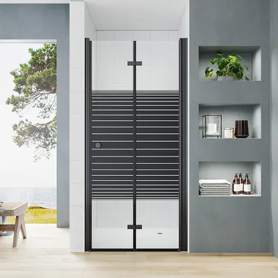 Produktbild von Falttür Duschabtrennung 75x187 cm | ESG-Sicherheitsglas Klarglas | Duschwand für Nische