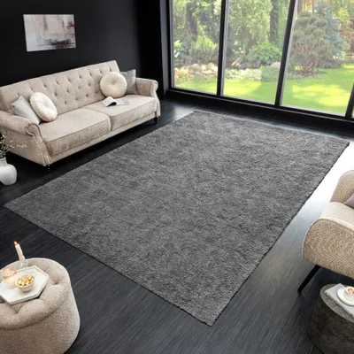 Produktbild von riess-ambiente Design XXL Teppich CLOUD 9 350x240cm anthrazit Hochflor Indoor-Teppich