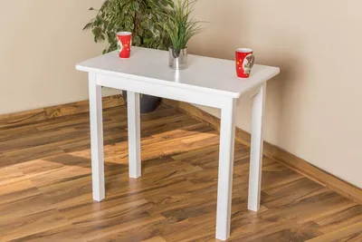 Produktbild von Tisch aus massivem Kiefernholz, weiß, Länge 90 cm, Breite 50 cm, Höhe 75 cm