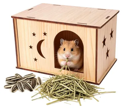 Productafbeelding van Houten huis voor knaagdieren – Geschikt voor cavia's, konijnen, en meer – 30 x 20 x 20 cm