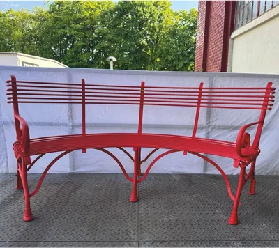 Produktbild von Casa Padrino Jugendstil Gartenbank Rot 200 cm - Barock & Jugendstil Garten Möbel