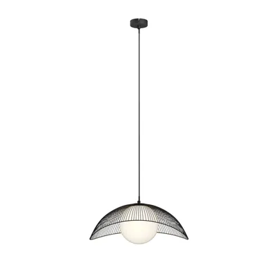 Produktbild von Lindby Hängeleuchte Fabronia, schwarz/weiß, Glas, Kugel, E27