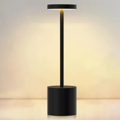 Imagen del producto de Lámpara de mesa inalámbrica, de metal y aluminio, con tecnología LED regulable, batería integrada, portátil, con carga USB y recargable, ideal para usar como luz de noche