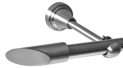 Produktbild von Gardinenstange Set Edelstahl Look Metall Ø 19mm zur Wandbefestigung 1-lauf Schräge, Länge wählbar H18E66