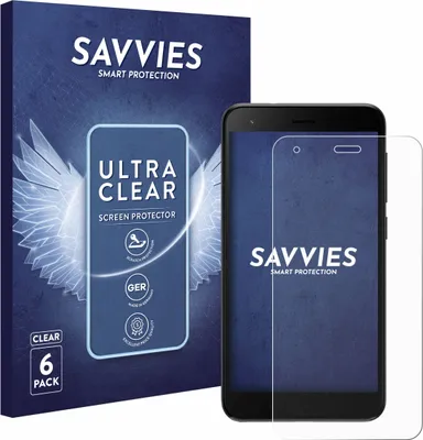 A product shot of a phone screen protector packaging and the screen protector itself on a phone.