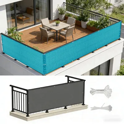 Zdjęcie produktu dla Siatka balkonowa o wymiarach 270 x 290 cm, zapewniająca 95% ochrony przed promieniowaniem UV