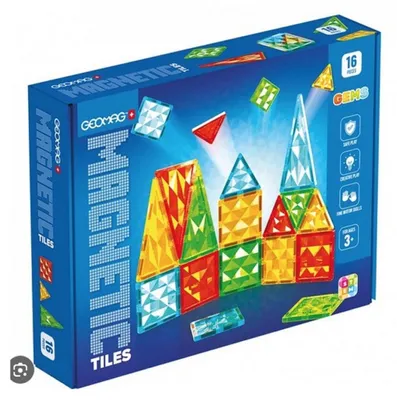Productafbeelding van Magnetic tiles - GEOMAG - Tiles Gems 4100 - 16 pieces - Geometric shapes - Crystal effect
