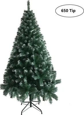 Produktbild von Weihnachtsbaum mit 650 Spitzen PVC Nadeln und Metallständer Christbaum Künstlicher Tannenbaum 6FT Grün