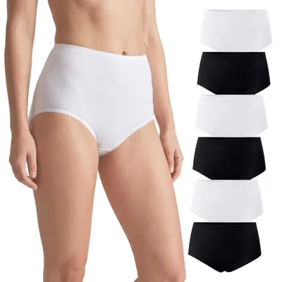 Produktbild von Celodoro Damen Taillenslip (6er Pack) ohne Seitennähte - Schwarz-Weiß XXL