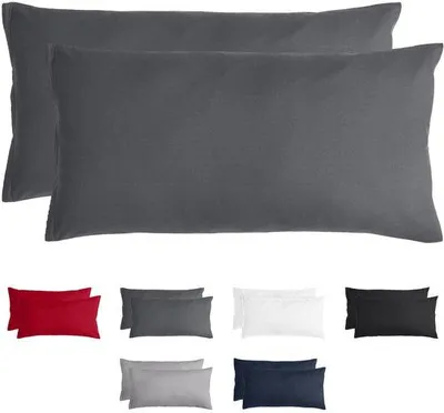 Produktbild von Unyqoos® 2er-Set Kissenbezüge 40x80 cm, Anthrazit, 100% gebürstete Mikrofaser – atmungsaktiv, hautfreundlich, mit Reißverschluss