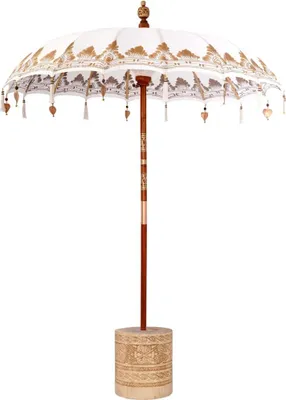 Immagine prodotto di vidaXL Ombrellone balinese con base crema 185 x 185 x 260 cm