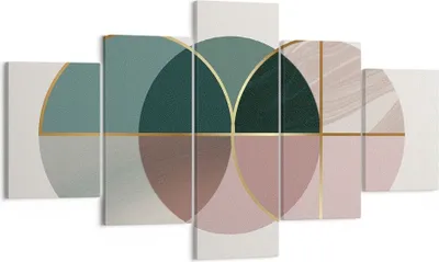 Produktbild von Bild auf Leinwand - Leinwandbild - 5 Teile - Abstraktion Räder Minimalismus - 125x70cm - Wand Bild - Wanddeko - Wandbilder - Leinwanddruck - Bilder - Wanddekoration - Leinwand bilder - EA125x70-4399