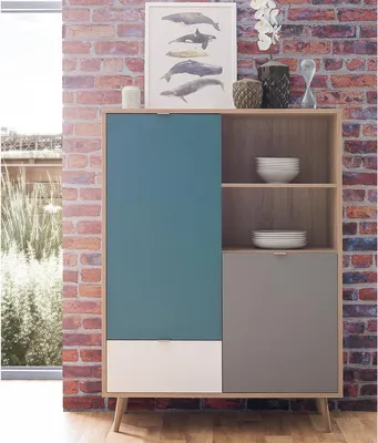 Produktbild von Highboard Beistellschrank Hochkommode Anrichte Standschrank Kommode "Visby I"