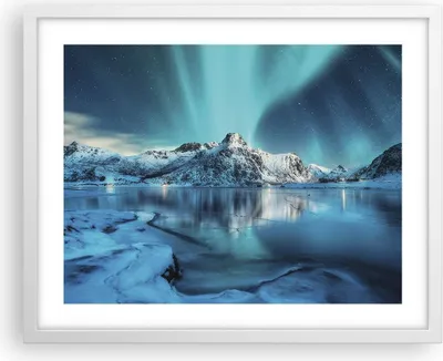 Produktbild von Gerahmtes Poster - Weißer Rahmen - Morgendämmerung Polar Berge - 50x40 cm - Wand Bild - Wanddeko - Wandbilder - Wandposter - Bilderrahmen - Bilder - Kunstdruck - Wandbild - P2WAA50x40-4196