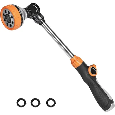 Produktbild von Gießstab 43cm mit 8 Sprühbildern – Handbrause Garten mit Daumensteuerung | Verstellbarer Wassersprüher für Hängeampeln