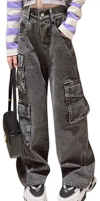 Productafbeelding van Solidchoice - Meisjes Baggy Jeans met Wijde Pijpen voor Tieners