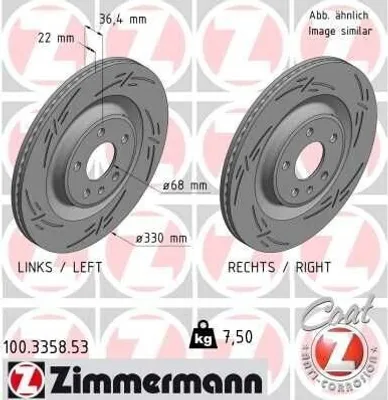 Produktbild von 2x ZIMMERMANN Bremsscheibe 100.3358.53 für VW Touareg (CR7) für AUDI Q5 (8RB)