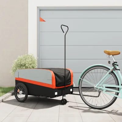 Productafbeelding van Maison Exclusive - Fietsaanhanger, zwart en oranje, 45 kg, staal