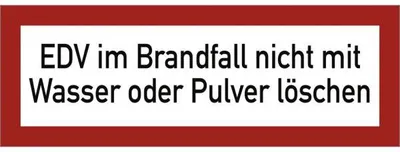 Produktbild von Dreifke® Aufkleber EDV im Brandfall nicht mit Wasser oder Pulver löschen, Fol...