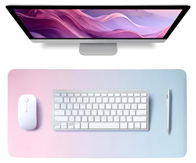 Produktbild von Schreibtischunterlage Leder - Mauspad Büropad Rosa Groß 80X40cm Abwischbar Kunstleder rutschfest für Büro Home-Office (Rosa/Blau)