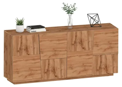 Produktbild von Kommode Ddambrosi, Wohnzimmer-Buffet, modernes Wohnzimmer-Kommode mit 4 Türen, 200x44x86 cm, Eiche