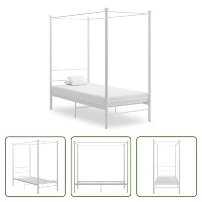 Immagine prodotto di The Living Store Letto a baldacchino in metallo bianco 90x200 cm