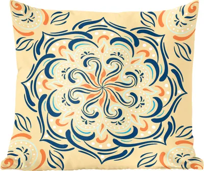 Produktbild von MuchoWow® Zierkissen Sofakissen Wohnzimmer Dekokissen 45x45 cm Blume - Blätter - Gelb - Muster - Schlafpolster - Polster für das Sofa