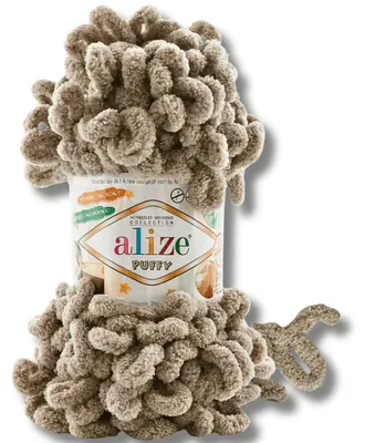 Produktbild von Alize 1x 100g Puffy Wolle, Uni, Häkeln, Stricken (Warme Taupe - 990)