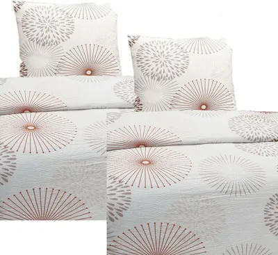 Produktbild von Bettwäsche Seersucker Mikrofaser Kreise 135x200 80x80 Weiß: 4 tlg.