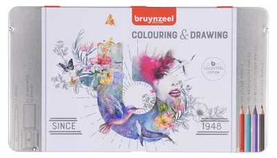 Produktbild von Bruynzeel Farbstifte Zeichen Set 70-teilig Metallbox Aquarell Metallic
