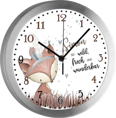 Produktbild von Kinderzimmer Funkwanduhr, Funkuhr Wanduhr Kinder, Fuchs 25 cm