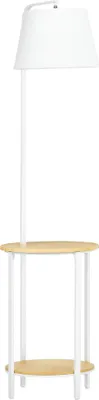 Zdjęcie produktu dla Lampa podłogowa HOMCOM z 2 półkami, 40 W, biała