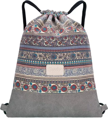 Produktbild von Turnbeutel Mit Reißverschluß Innentasche Sportbeutel Hipster Gym Bag Gefüttert Rucksack Mit Verstellbar Tunnelzug Gymsack für Damen und Herren